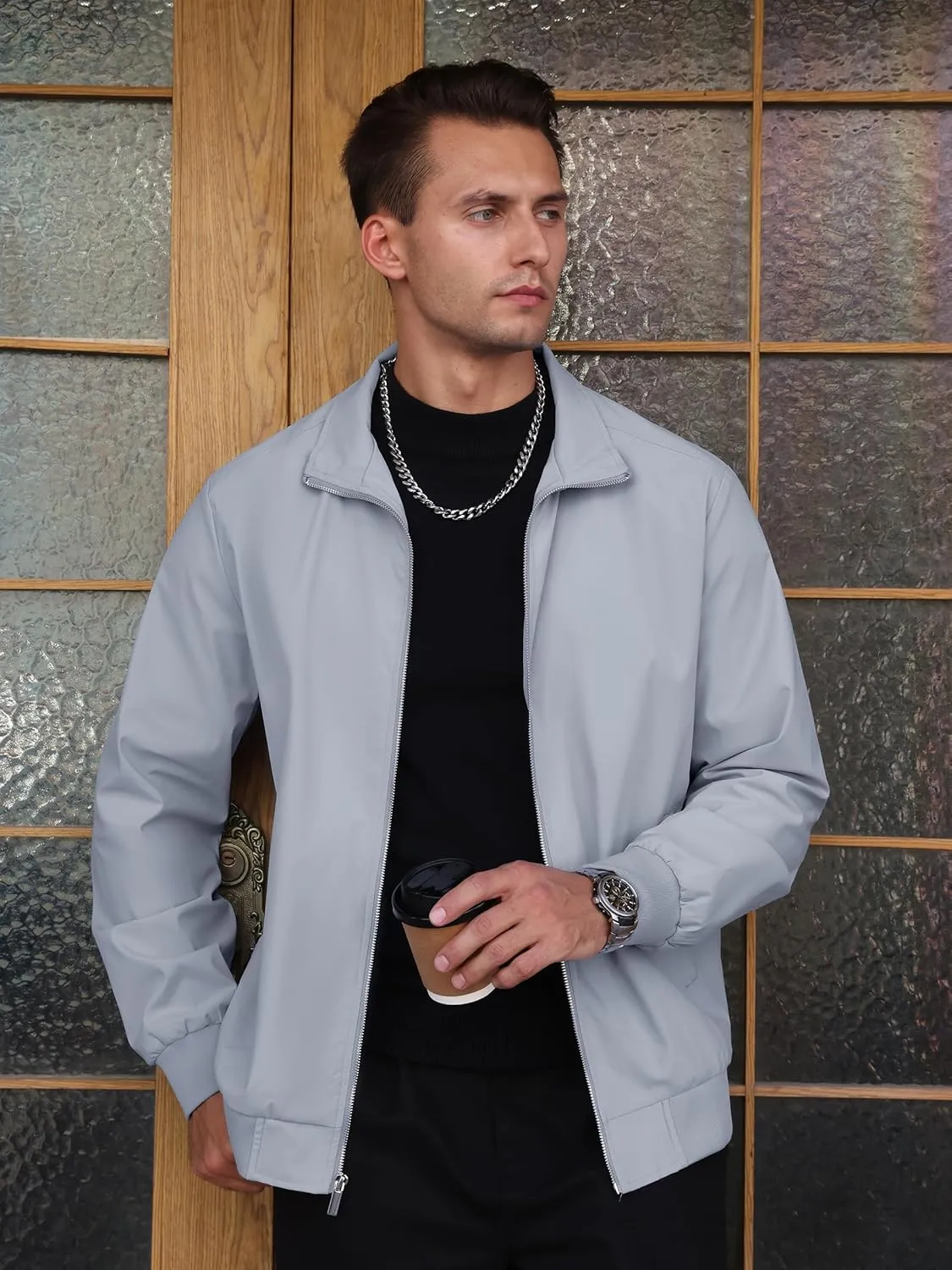 TACVASEN Men's Bomber Jacket Lightweight Casual Windproof Running Spring Windbreaker Sportswear Outerwear