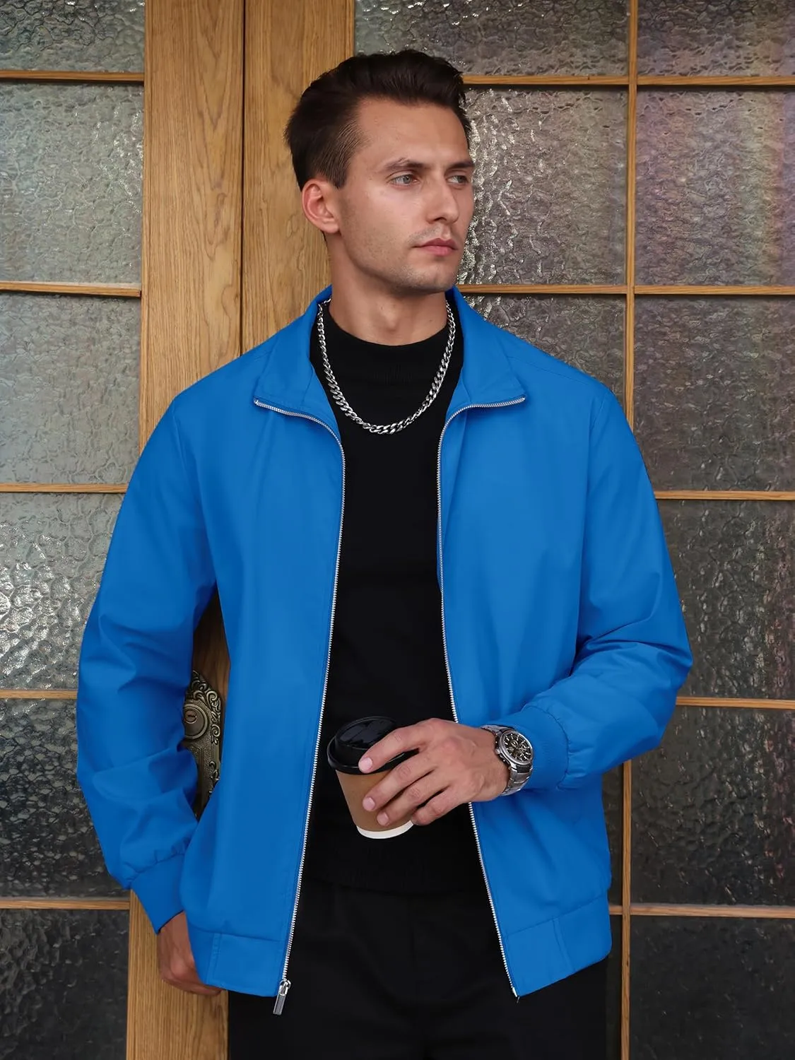 TACVASEN Men's Bomber Jacket Lightweight Casual Windproof Running Spring Windbreaker Sportswear Outerwear