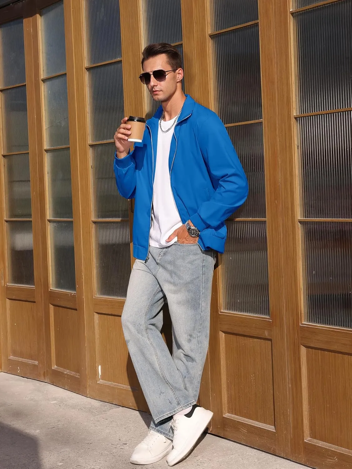 TACVASEN Men's Bomber Jacket Lightweight Casual Windproof Running Spring Windbreaker Sportswear Outerwear