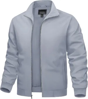 TACVASEN Men's Bomber Jacket Lightweight Casual Windproof Running Spring Windbreaker Sportswear Outerwear