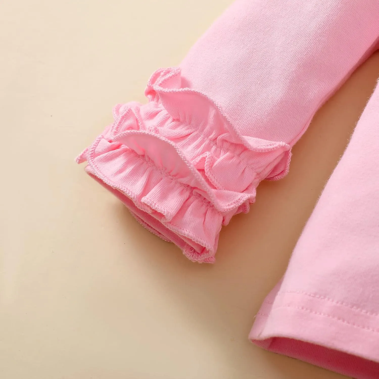 Toddler Baby Girl Solid Color T-Shirt Kids Blouse Plain Ruffle Sleeve Top Cotton Casual Clothes