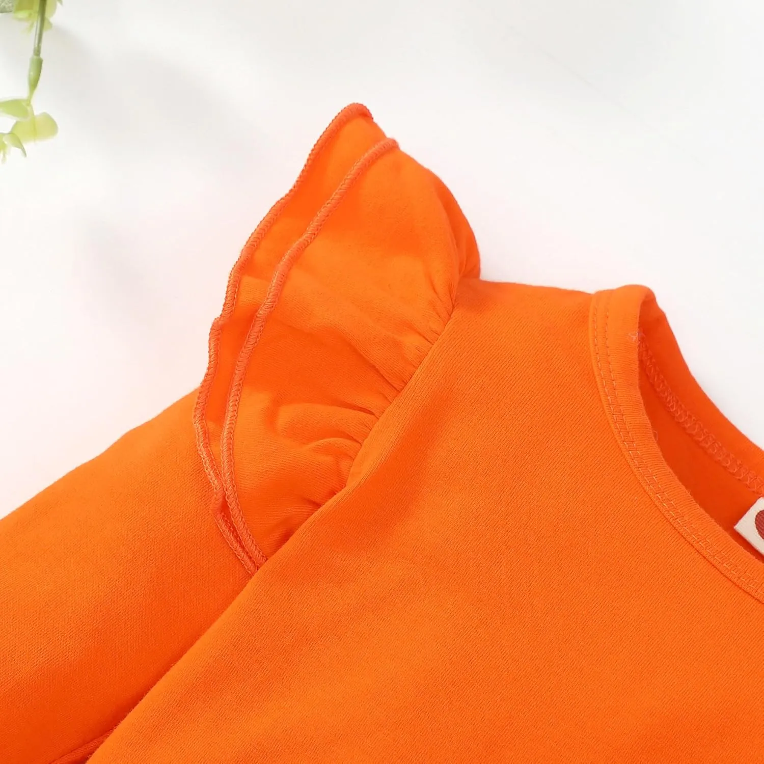 Toddler Girls Solid Color T-Shirt Kids Blouse Plain Ruffle Sleeve Top Baby Girl Cotton Casual Clothes