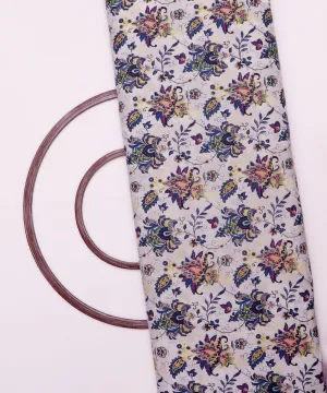 White Colour Floral Print Cotton Fabric
