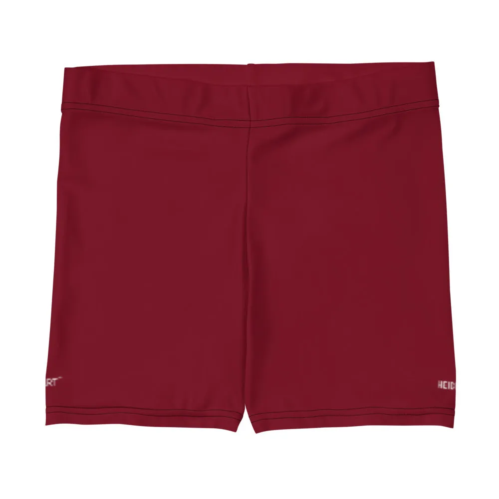 Wine Solid Color Women's Shorts, Red Modern Designer Elastic Gym Tights-Made in USA/EU/MX