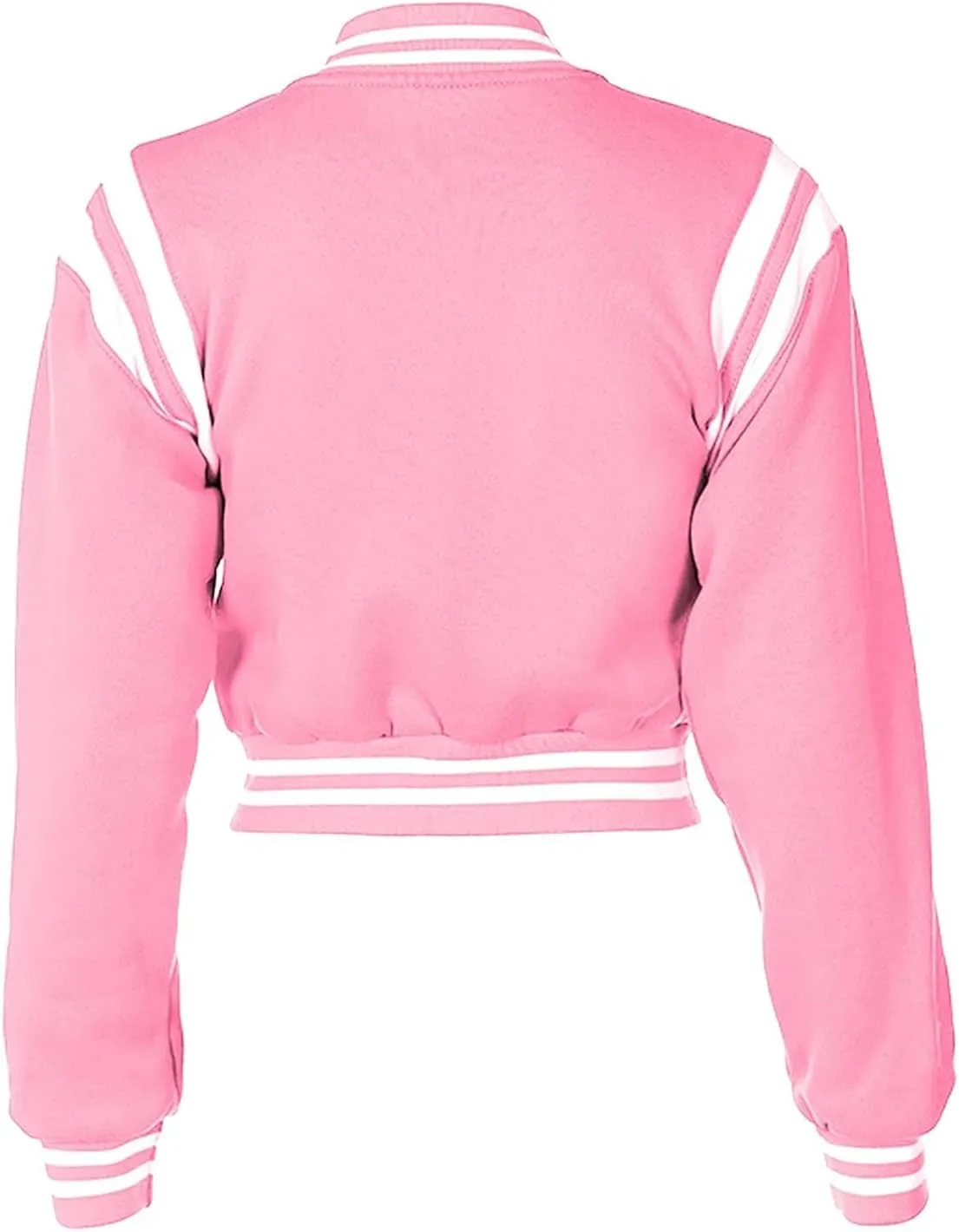 Women's Baseball Jacket Crop Coat Varsity Style Lightweight Sportswear School Uniform with Snap Button for Girls